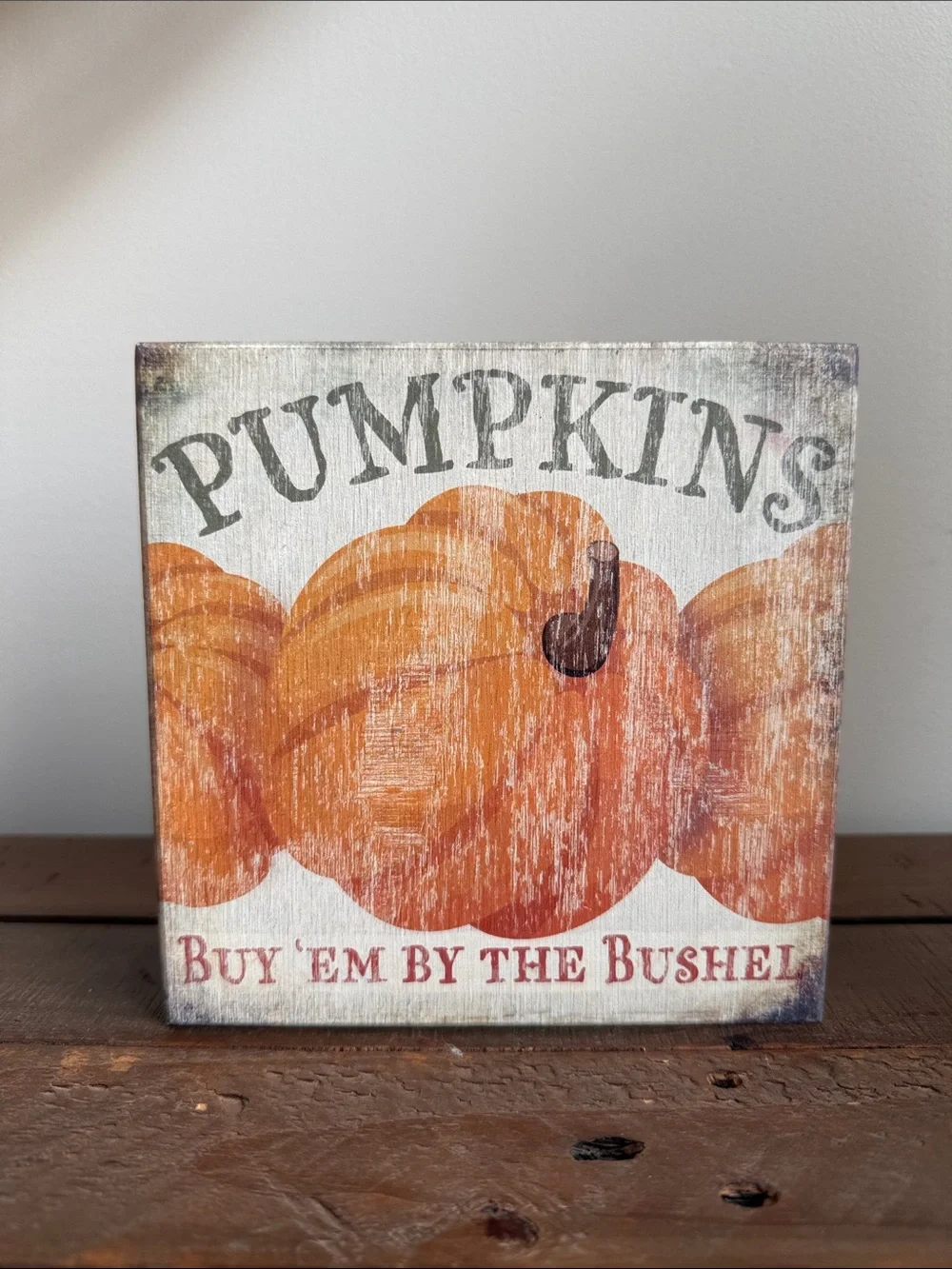 Orange Pumpkins Wall Sign - Rustic Home Wall Decor